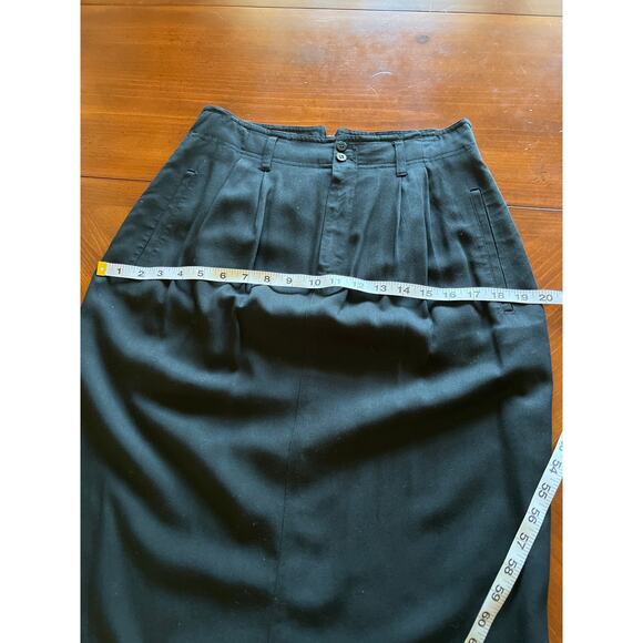 Liz Sport by Liz Claiborne Vintage Black Midi Skirt size 10 Pleated Front 90's - Picture 7 of 10